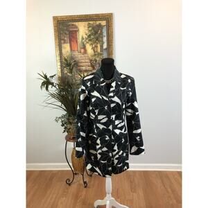 George Woman Trench Coat Black & White 6 Pocket Long Sleeve Dopamine Swan Artsy